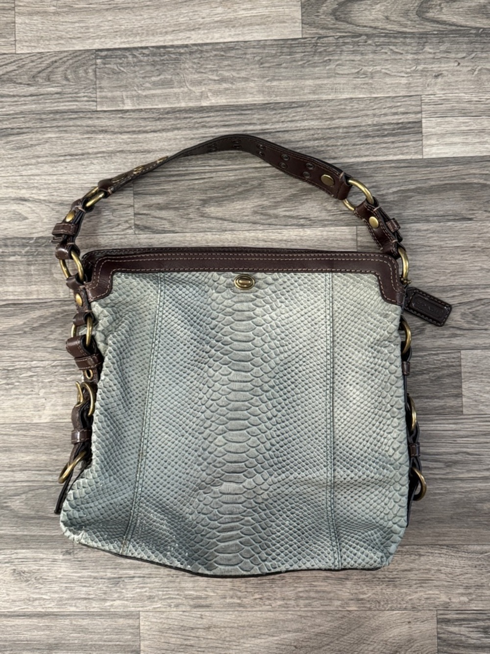 Coach python snakeskin embossed leather hobo bag